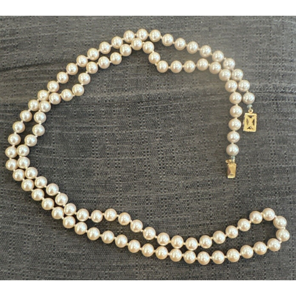 Monet White Faux Pearl Beaded Necklace 36"